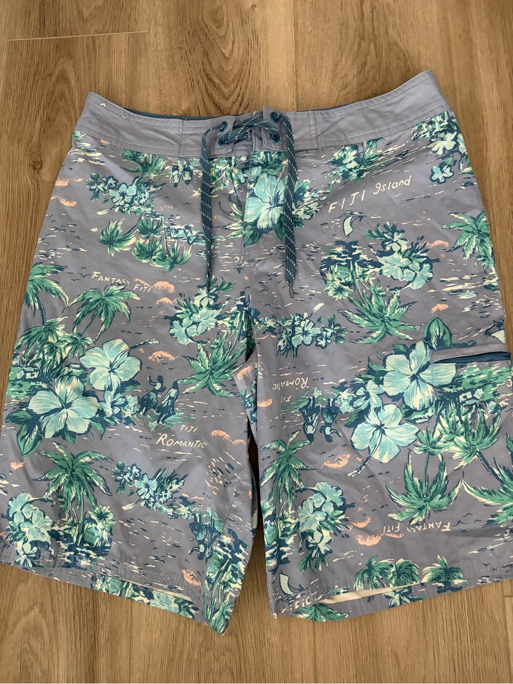 Mossimo Supply Co Men's Floral Swim Trunks - Blue Green Tropical Print